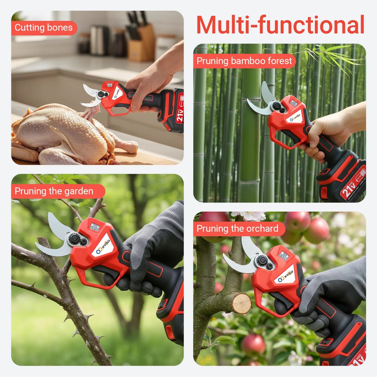 21V Electric Pruning Shears Cordless, Brushless