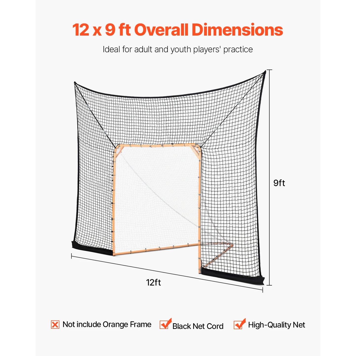 Hockey and Lacrosse Goal Backstop 12x9 ft Lacrosse