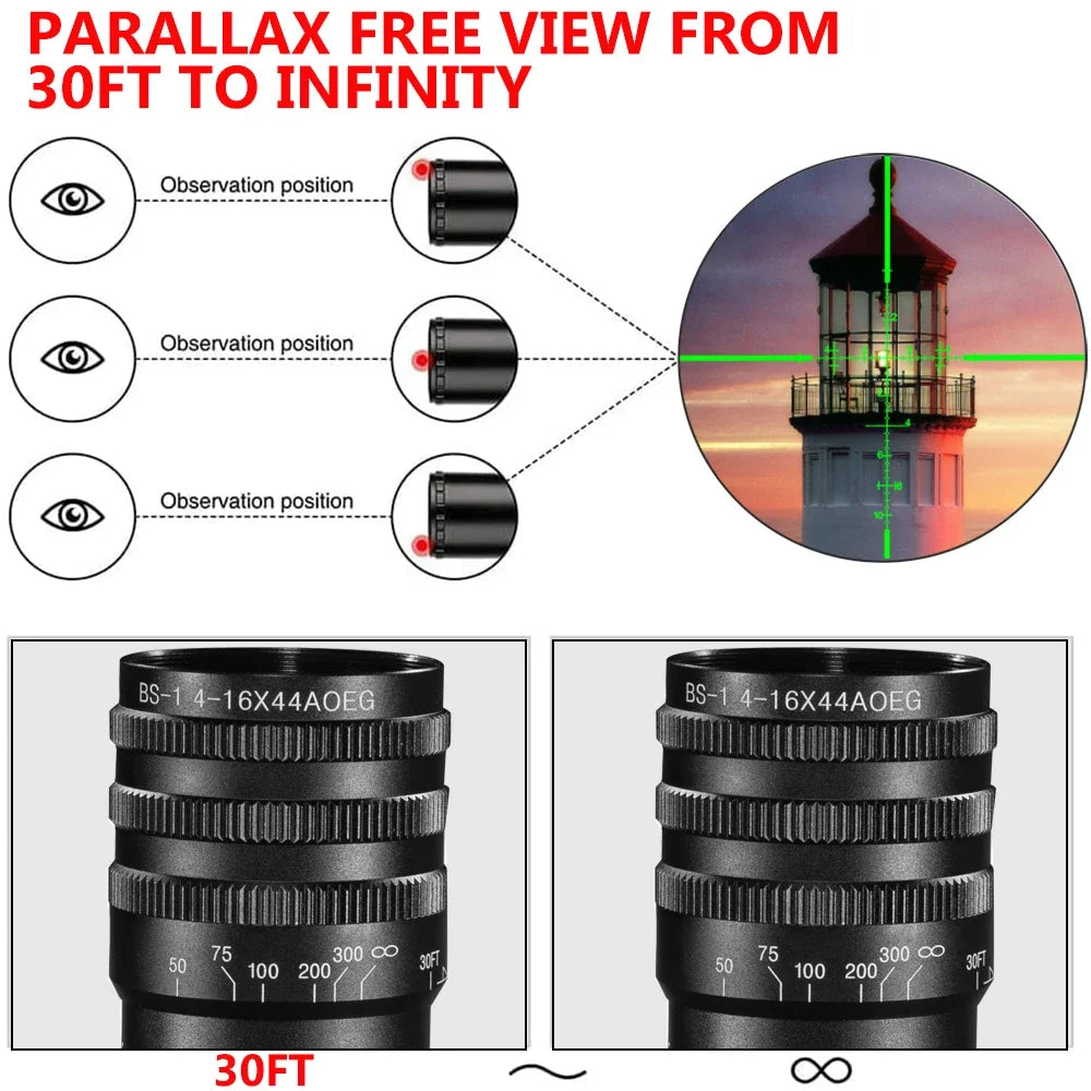 4-16x44 Hunting Scopes Red Green Illuminated Sight