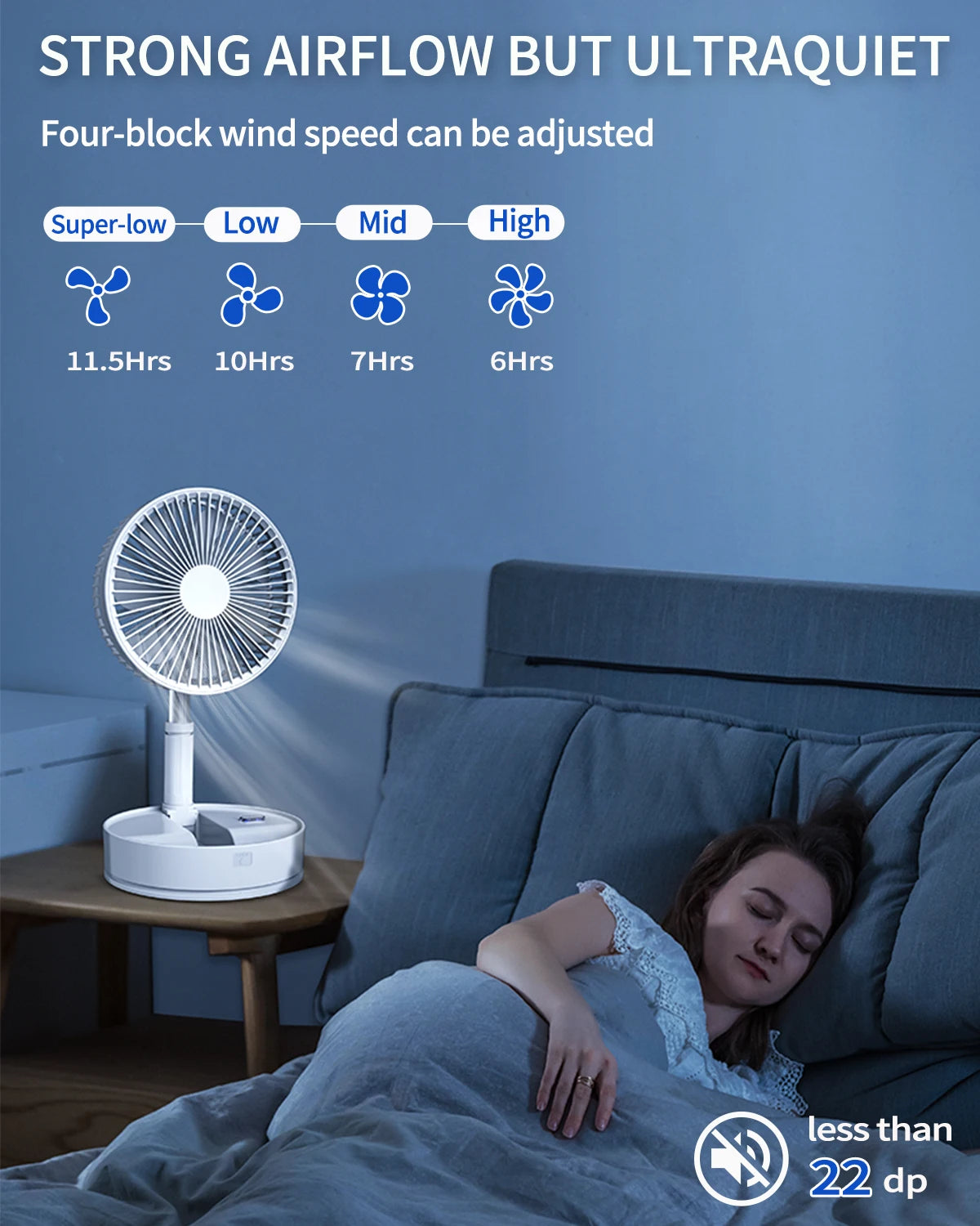 Oscillating Fan Foldaway with Remote Control, Battery