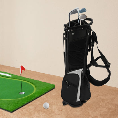 Golf Stand Bag, Portable Golf Stand Bag, Golf Stand Bag with Shoulder Strap， Lightweight Golf Stand Bag Nylon Waterproof Golf Club Bag with 3 Dividers 5 Pockets Portable Double Shoulder Strap Golf Carry Bag for 5-9 Clubs