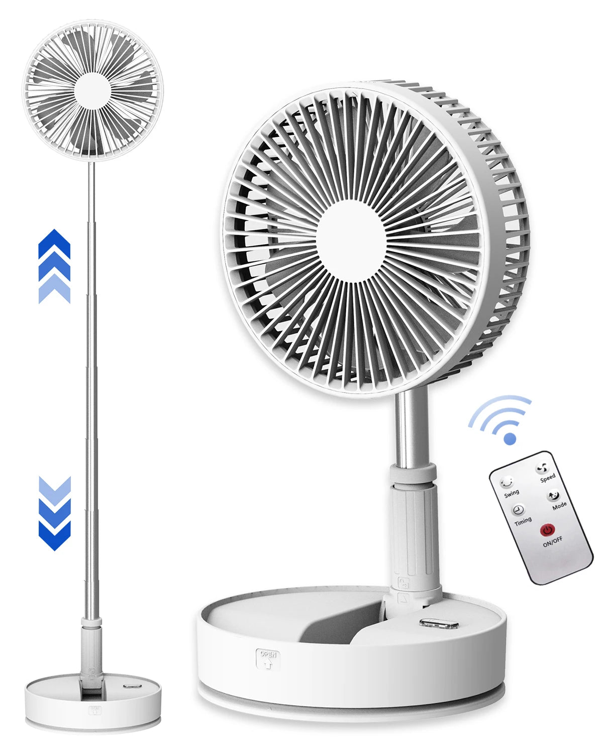 Oscillating Fan Foldaway with Remote Control, Battery