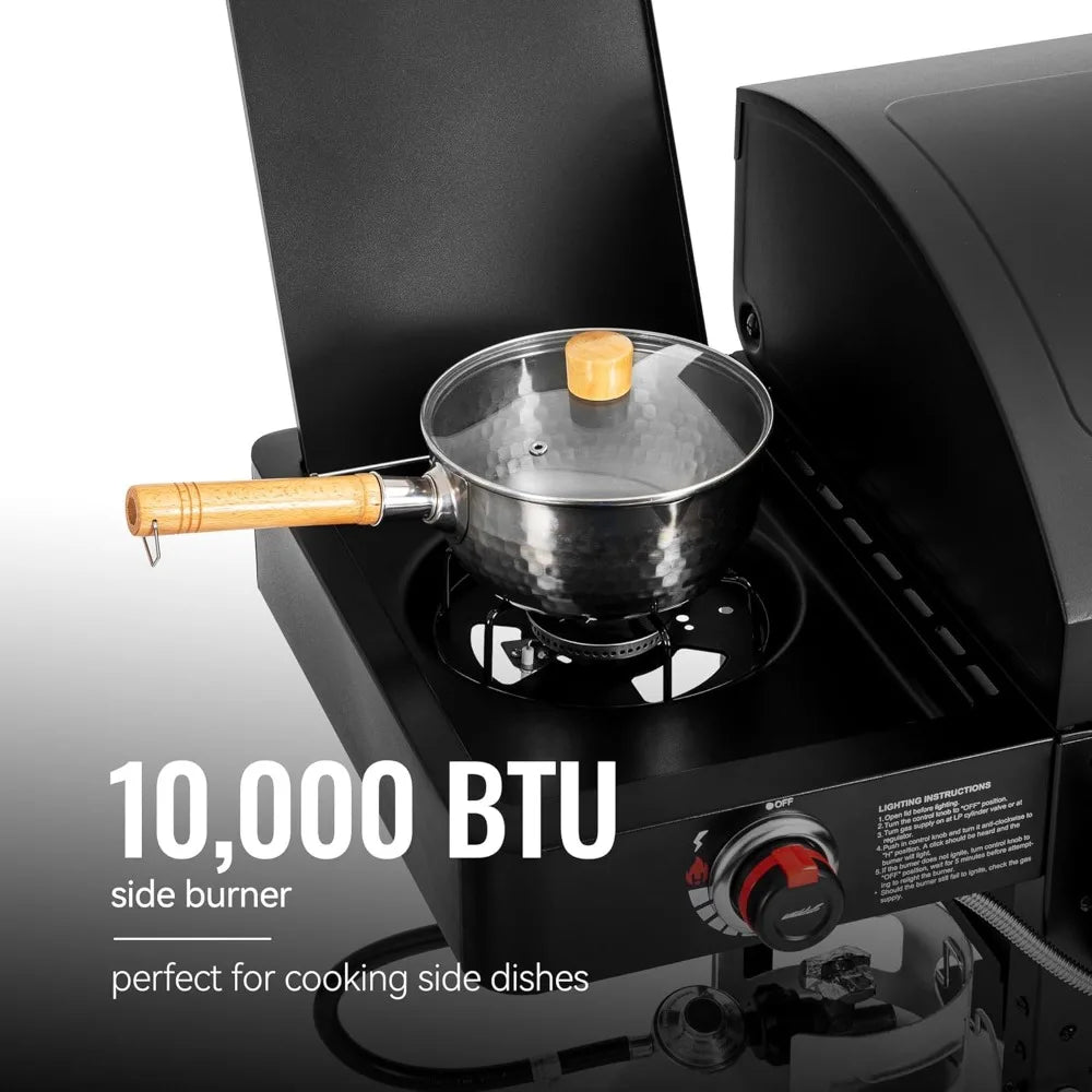 2-Burner Gas Charcoal Combo Grill Smoker,  Dual Fuel.