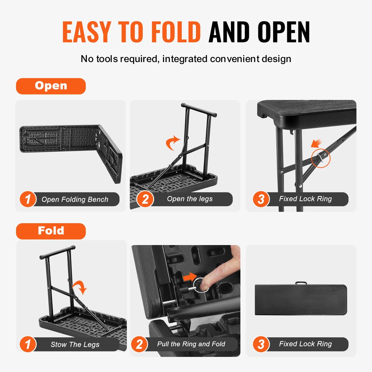 Plastic Folding Bench  6 FT Portable Folding Bench