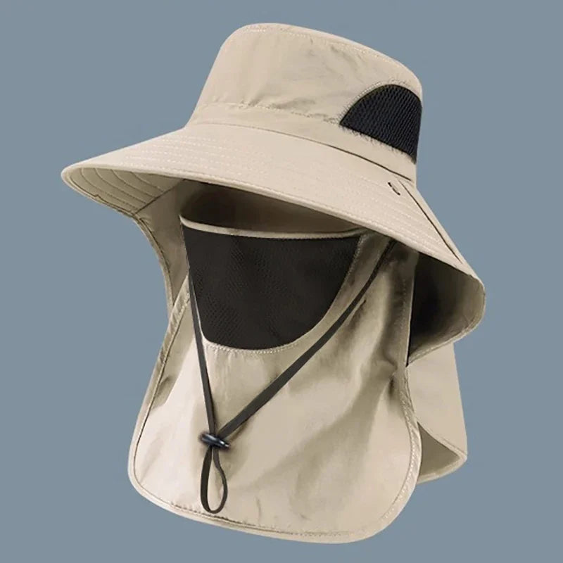 Visor Bucket Hat Neck Flap Fisherman Hat