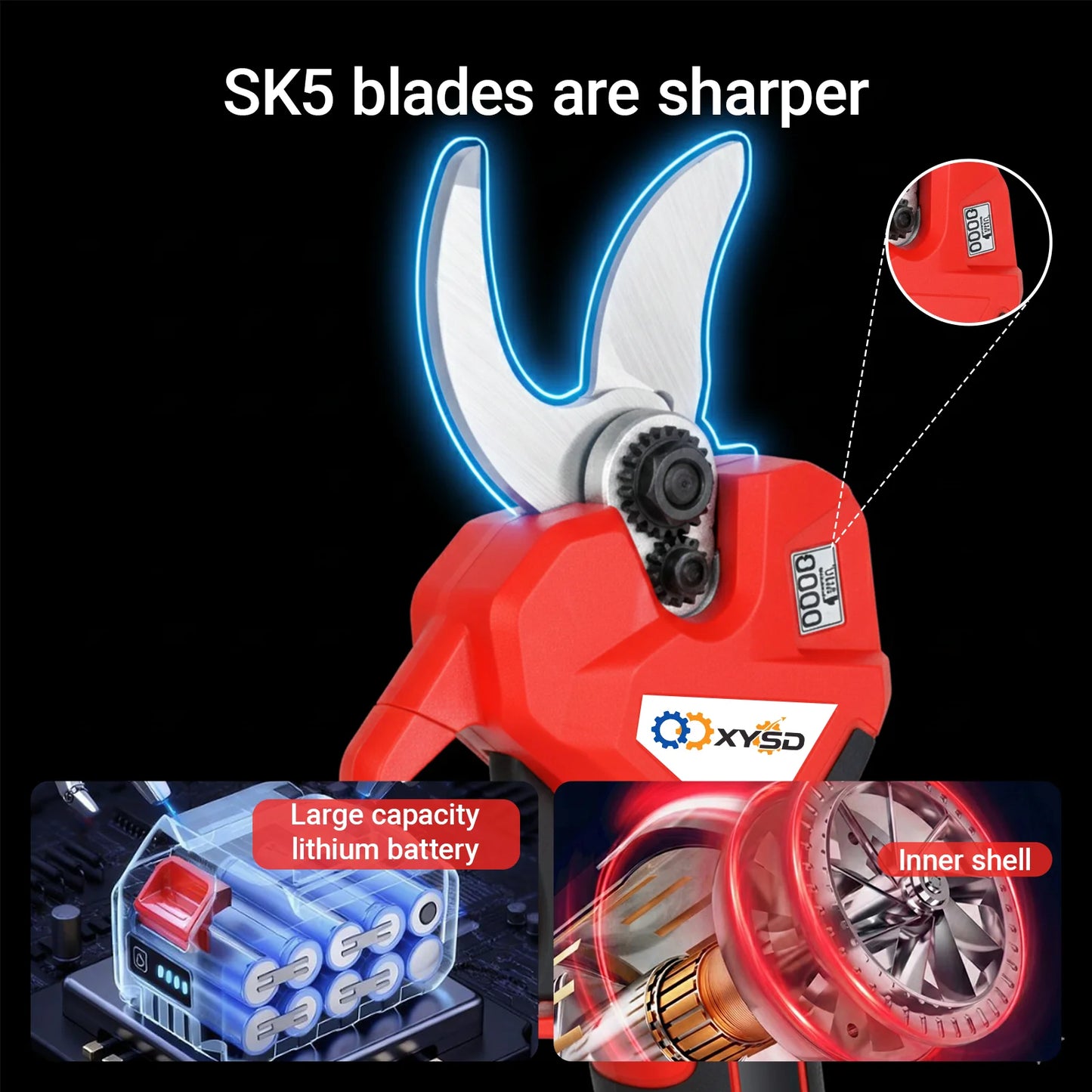 21V Electric Pruning Shears Cordless, Brushless