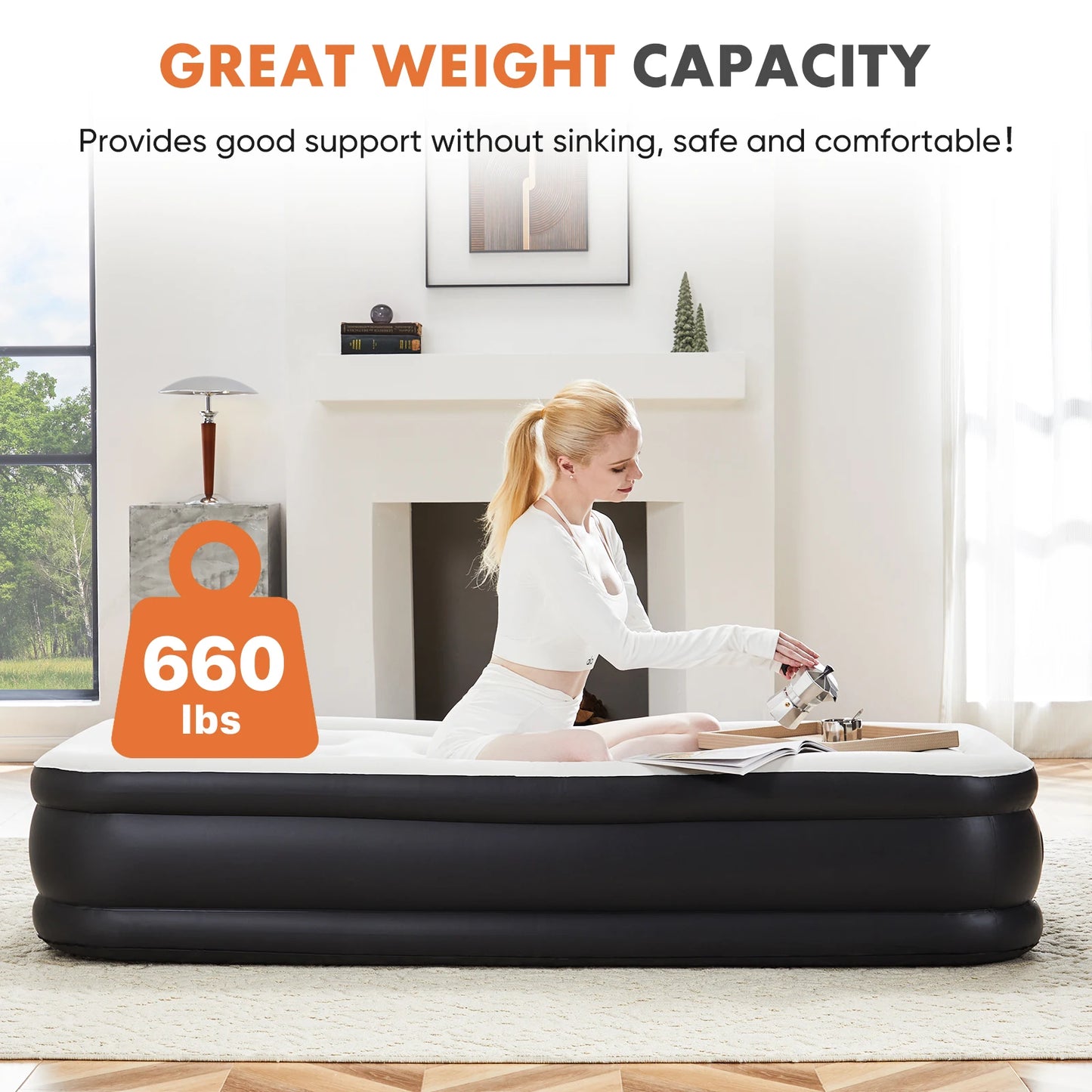 Queen Twin Size Air Mattress Blow Up Double Height
