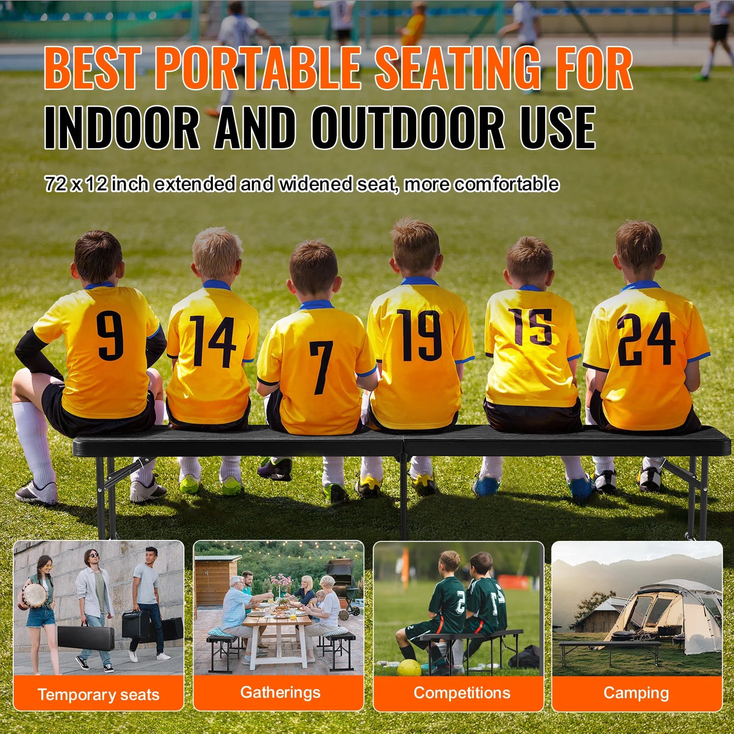 Plastic Folding Bench  6 FT Portable Folding Bench