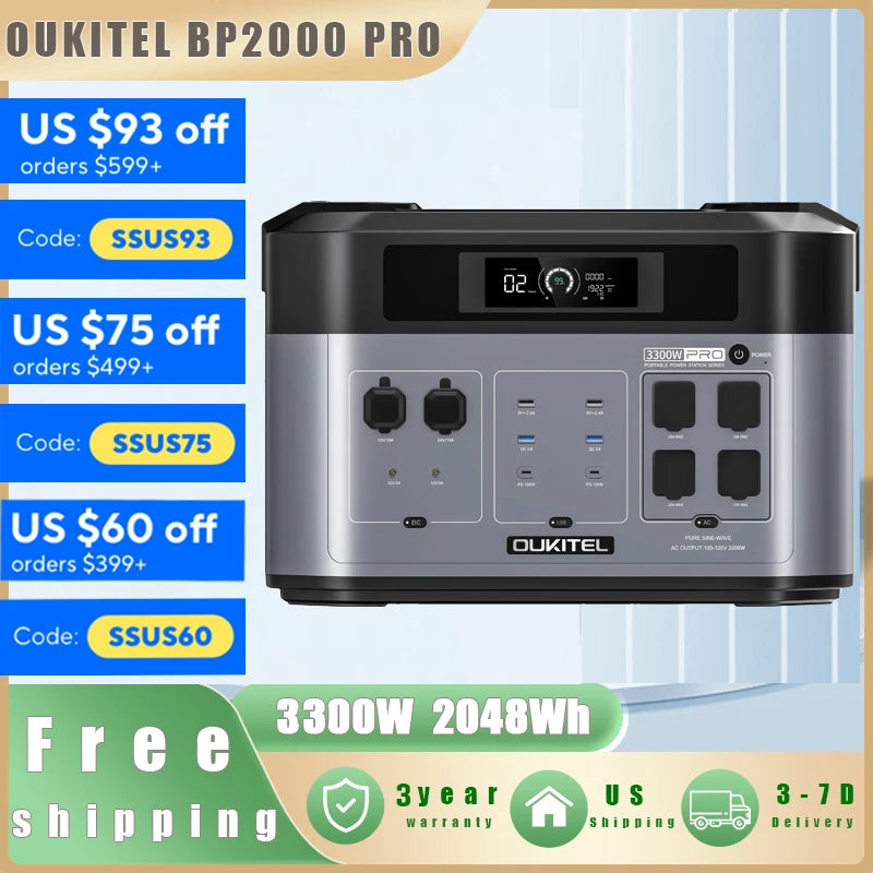 Portable Power Station 3300W Solar Generator