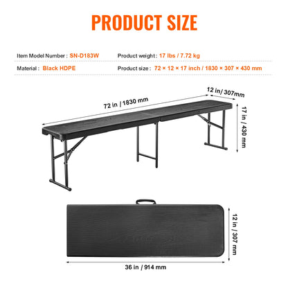 Plastic Folding Bench  6 FT Portable Folding Bench