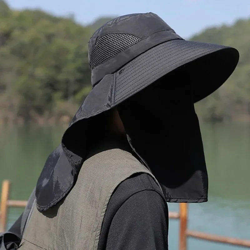 Visor Bucket Hat Neck Flap Fisherman Hat