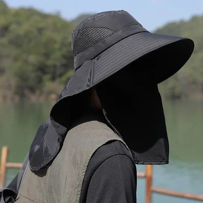 Visor Bucket Hat Neck Flap Fisherman Hat