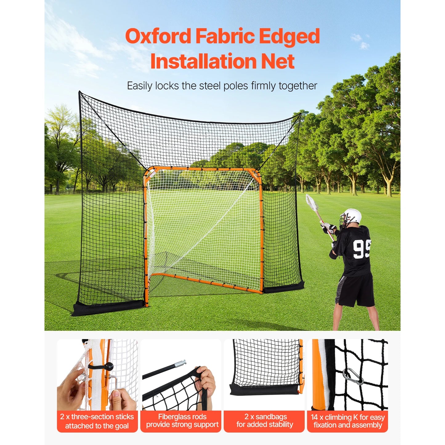 Hockey and Lacrosse Goal Backstop 12x9 ft Lacrosse
