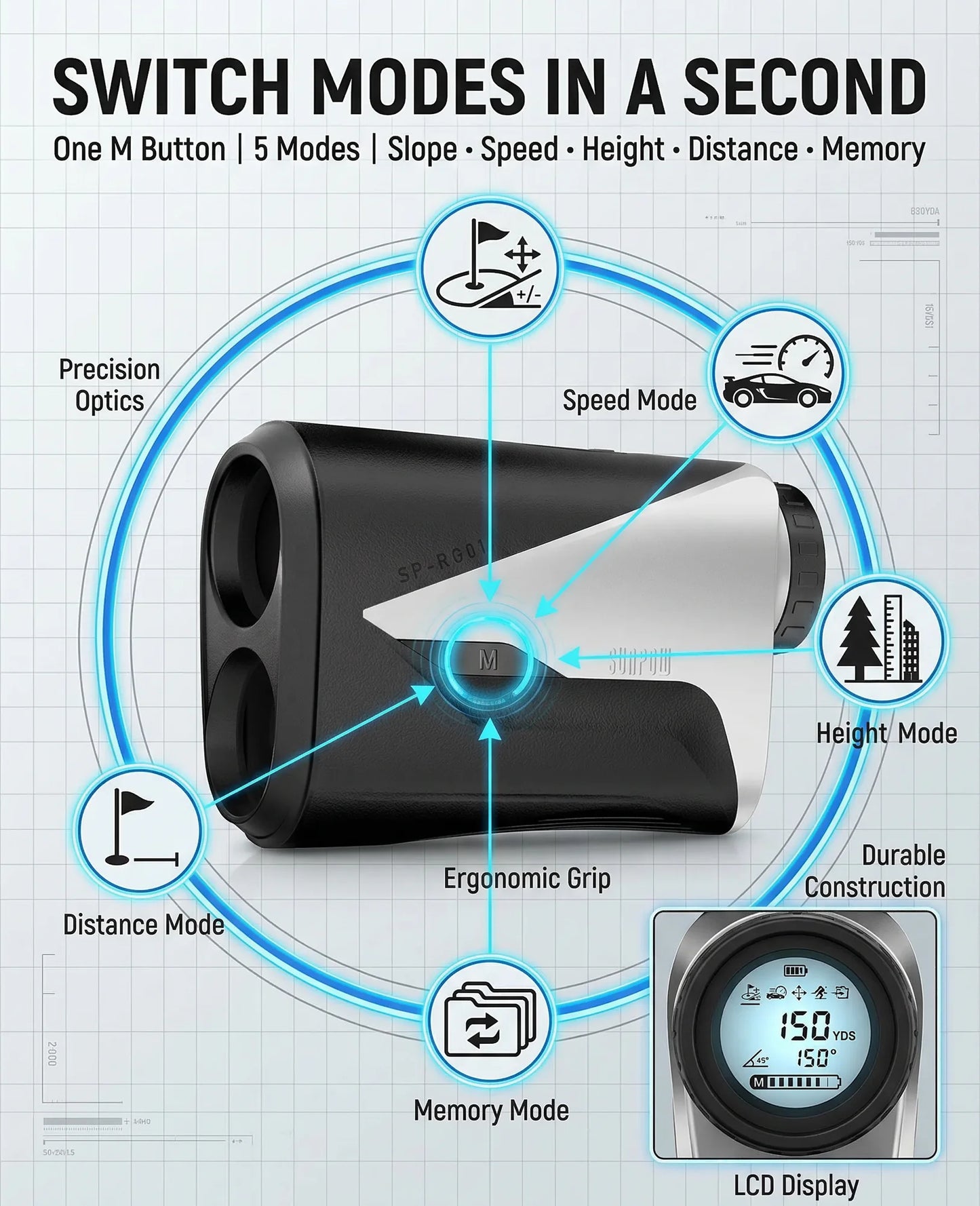 Golf Rangefinder with Slope -1000 Yards