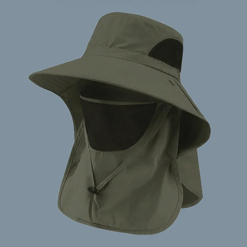Visor Bucket Hat Neck Flap Fisherman Hat