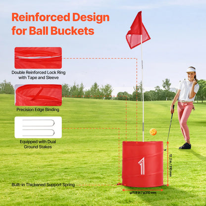 SucceBuy 3/6/9 Hole Kids Backyard Golf Game Portable Bucket Golf Course Practice Chipping Games for Family Outdoor Sports Toys