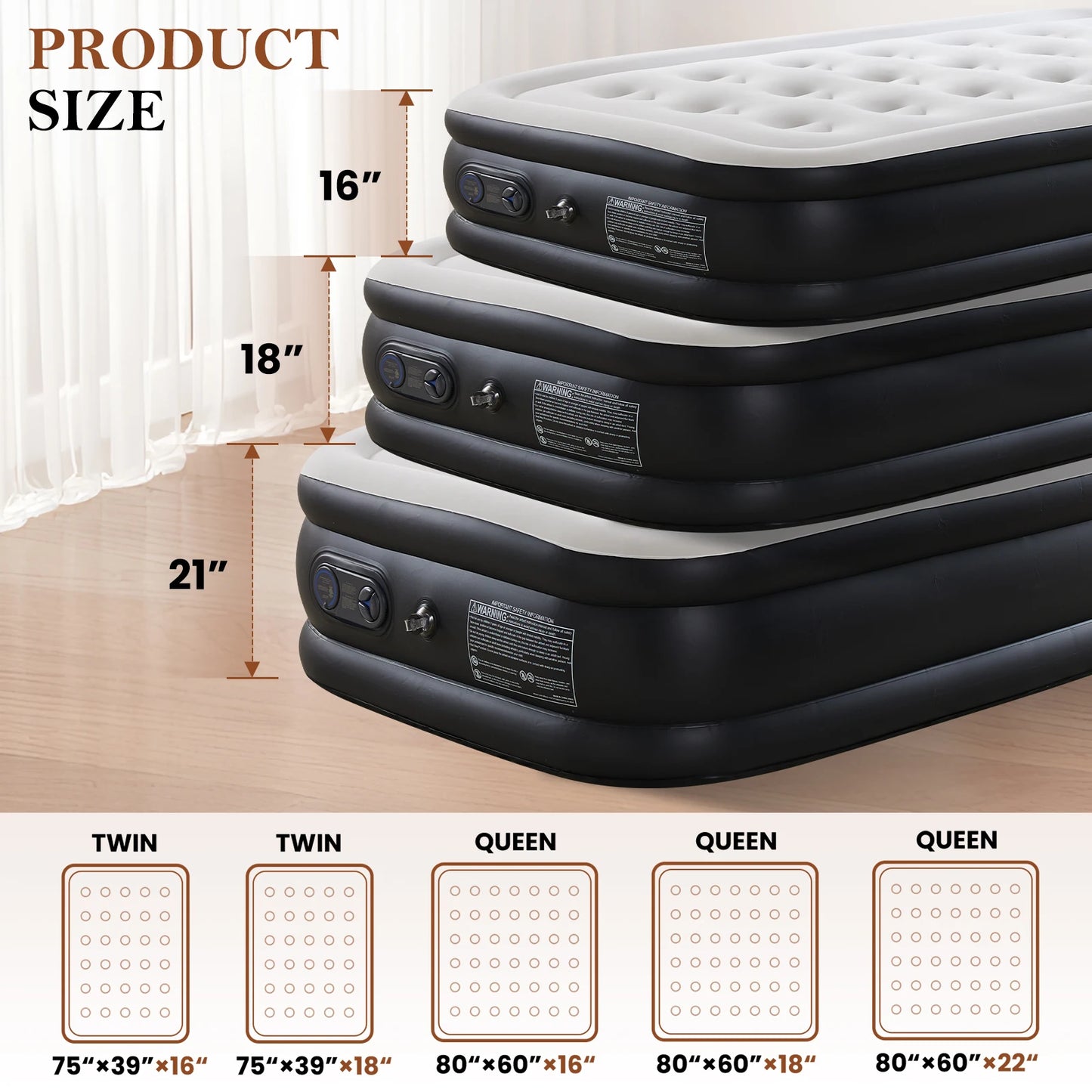 Queen Twin Size Air Mattress Blow Up Double Height