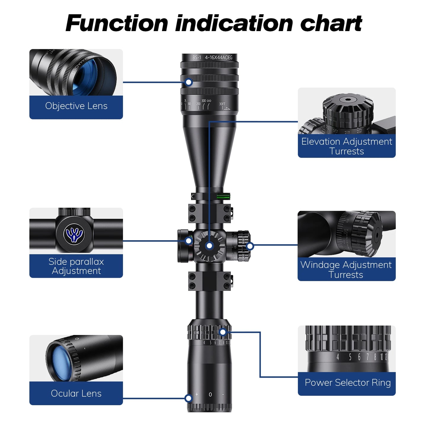 4-16x44 Hunting Scopes Red Green Illuminated Sight