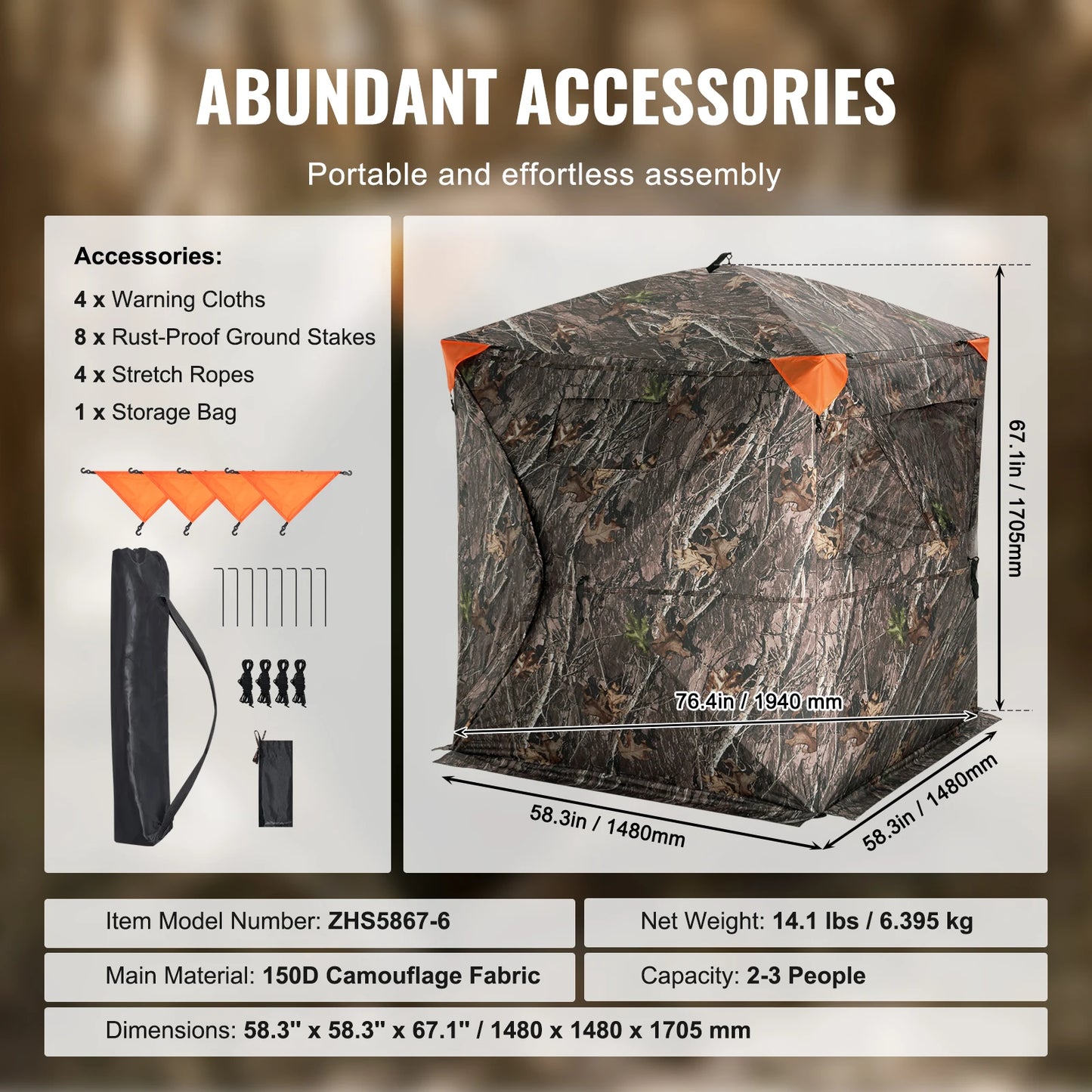 Hunting Blind, 270° See Through Ground Blind