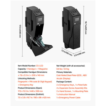 Gun Safe Slider Handgun Safe Fingerprint