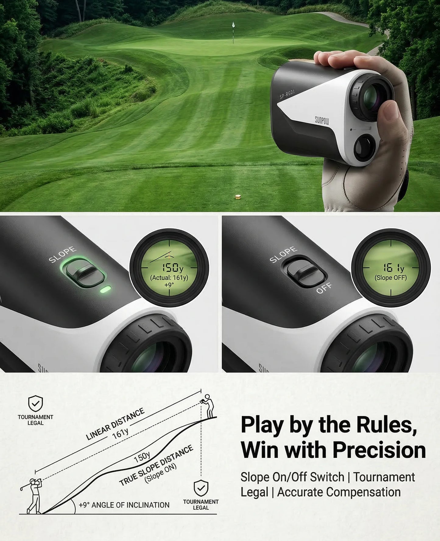 Golf Rangefinder with Slope -1000 Yards
