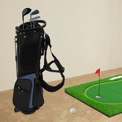 Golf Stand Bag, Portable Golf Stand Bag, Golf Stand Bag with Shoulder Strap， Lightweight Golf Stand Bag Nylon Waterproof Golf Club Bag with 3 Dividers 5 Pockets Portable Double Shoulder Strap Golf Carry Bag for 5-9 Clubs