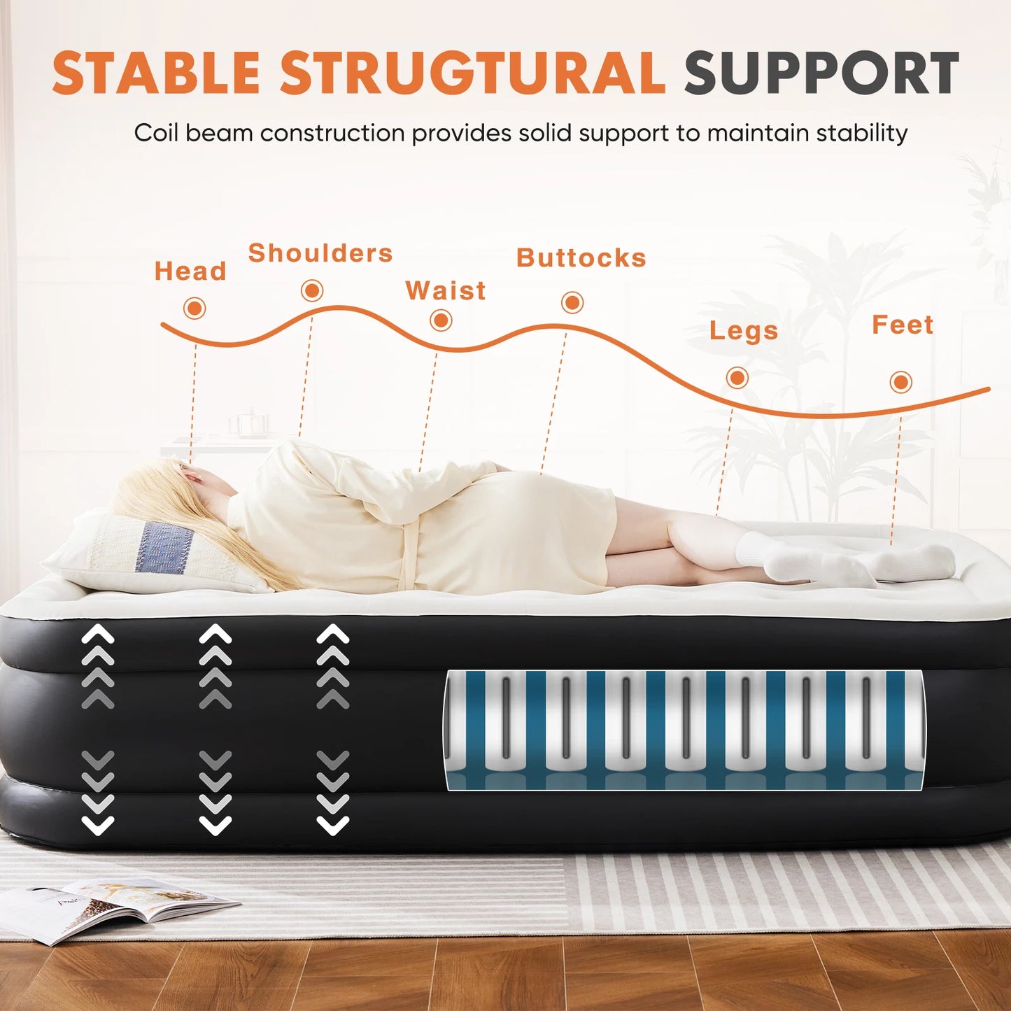 Queen Twin Size Air Mattress Blow Up Double Height
