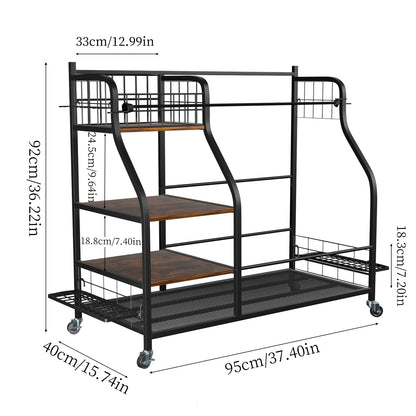 Rolling Golf Bags Storage Shelf Metal