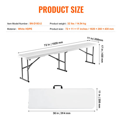 Plastic Folding Bench  6 FT Portable Folding Bench