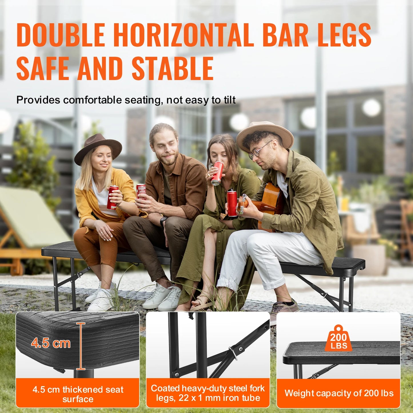 Plastic Folding Bench  6 FT Portable Folding Bench