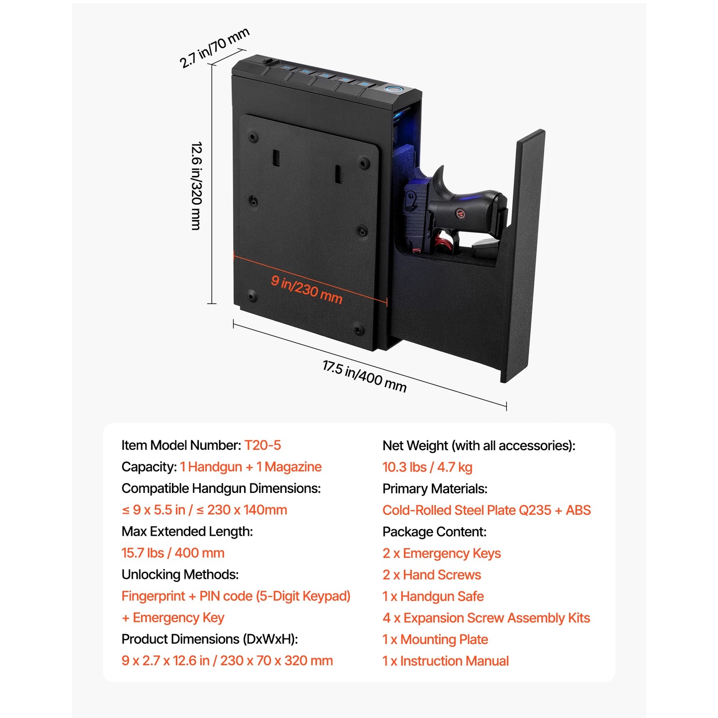 Gun Safe Slider Handgun Safe Fingerprint