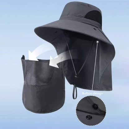 Visor Bucket Hat Neck Flap Fisherman Hat
