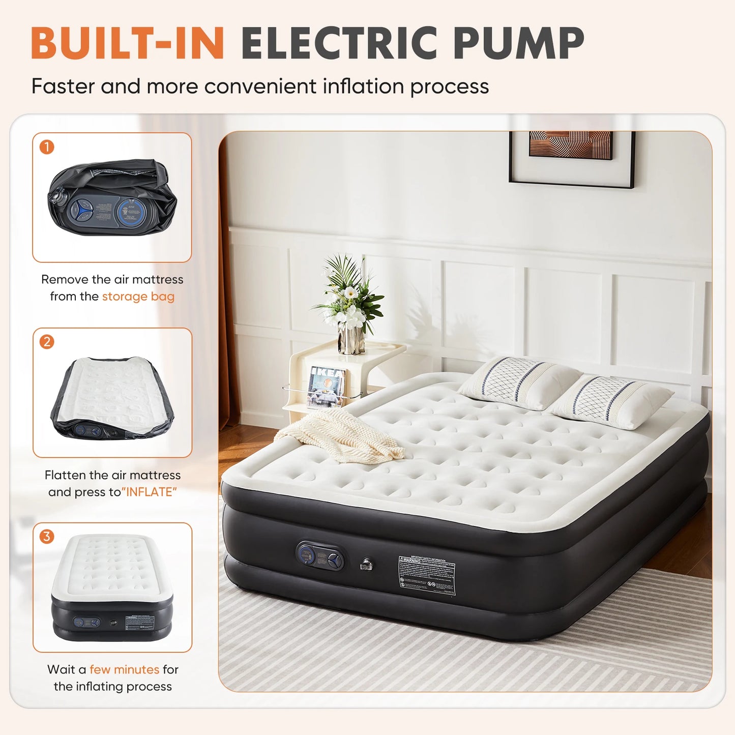 Queen Twin Size Air Mattress Blow Up Double Height