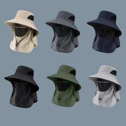 Visor Bucket Hat Neck Flap Fisherman Hat