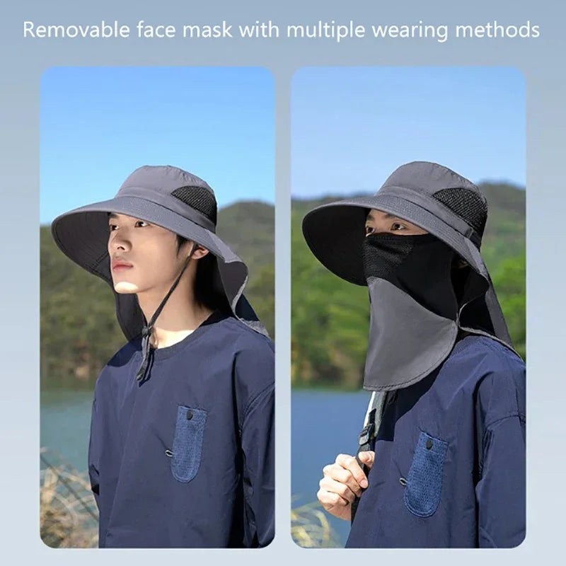Visor Bucket Hat Neck Flap Fisherman Hat