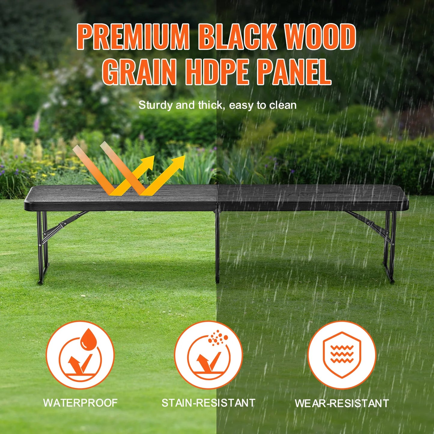 Plastic Folding Bench  6 FT Portable Folding Bench