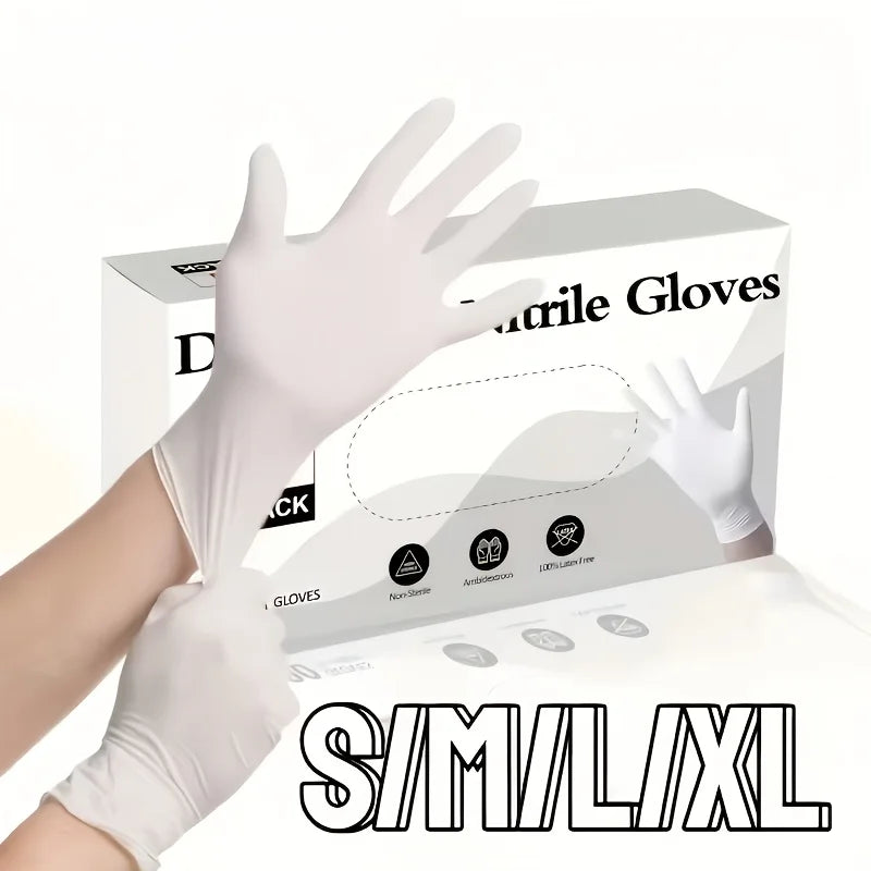 Heavy Duty White Nitrile Gloves,