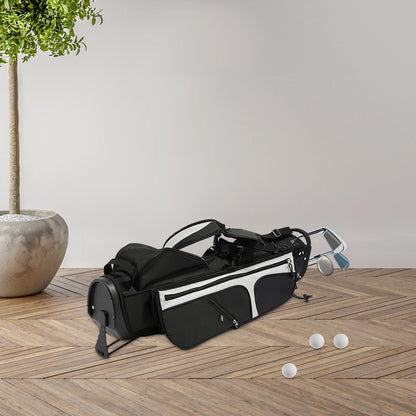 Golf Stand Bag, Portable Golf Stand Bag, Golf Stand Bag with Shoulder Strap， Lightweight Golf Stand Bag Nylon Waterproof Golf Club Bag with 3 Dividers 5 Pockets Portable Double Shoulder Strap Golf Carry Bag for 5-9 Clubs