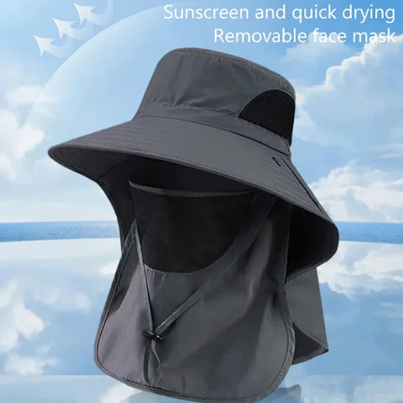 Visor Bucket Hat Neck Flap Fisherman Hat