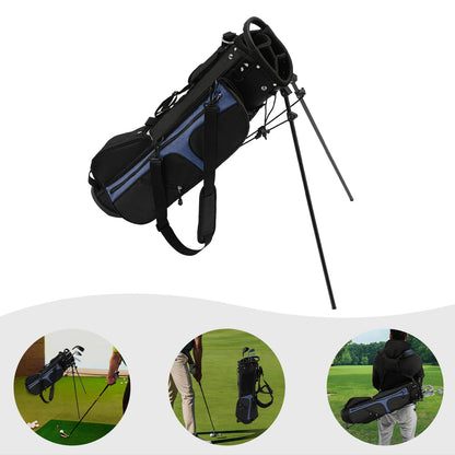 Golf Stand Bag, Portable Golf Stand Bag, Golf Stand Bag with Shoulder Strap， Lightweight Golf Stand Bag Nylon Waterproof Golf Club Bag with 3 Dividers 5 Pockets Portable Double Shoulder Strap Golf Carry Bag for 5-9 Clubs